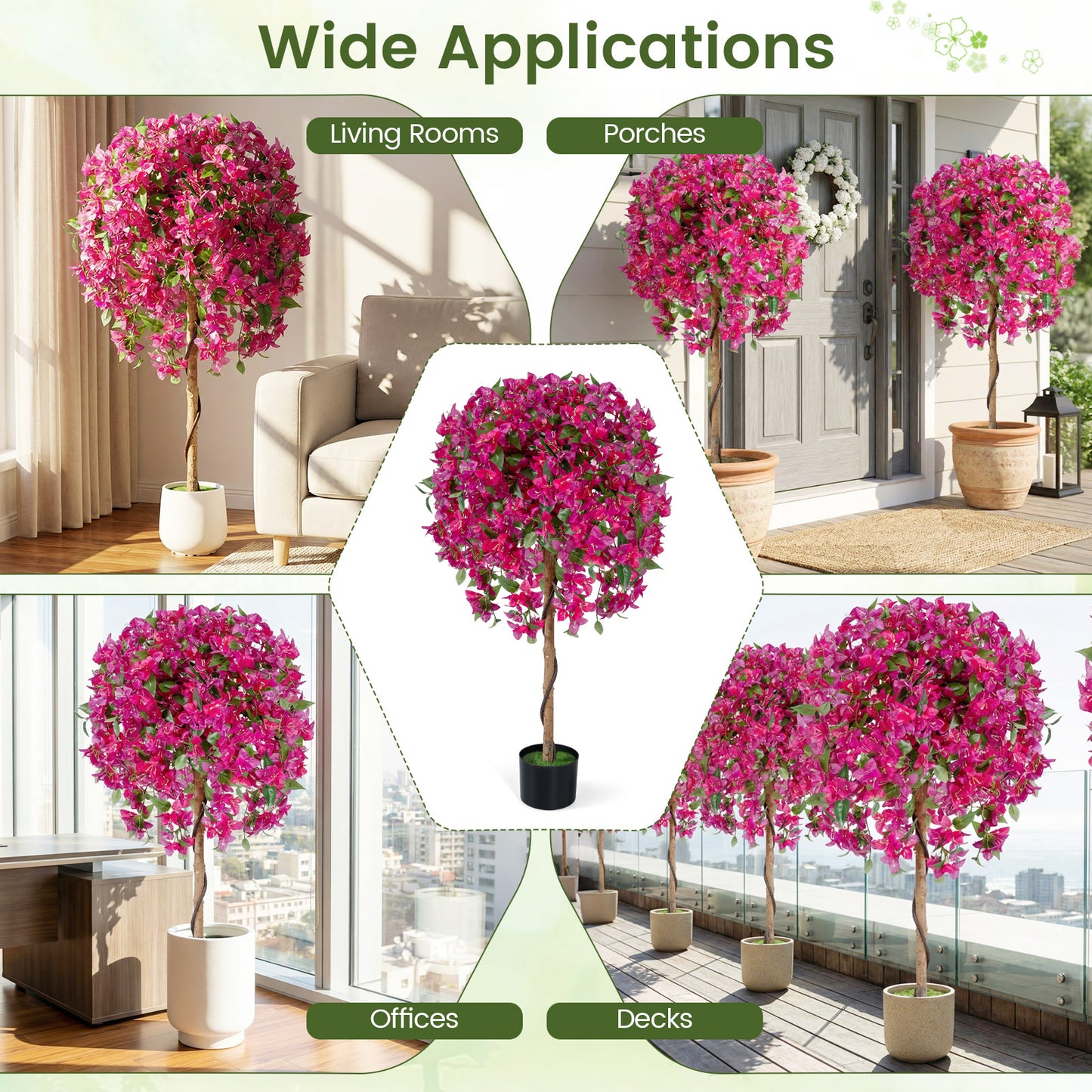 Artificial Azalea Trees, 2 Pack, Vivid Blooming Flowers Faux Plants at Gallery Canada