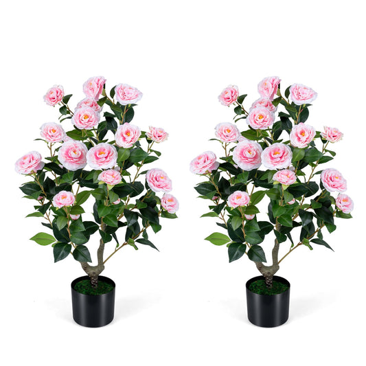 Artificial Camellia Tree, 2-Pack, Pink Faux Plants Pink at Gallery Canada