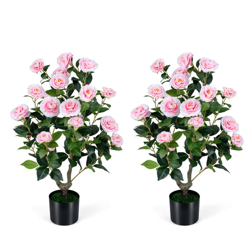 Artificial Camellia Tree, 2-Pack, Pink