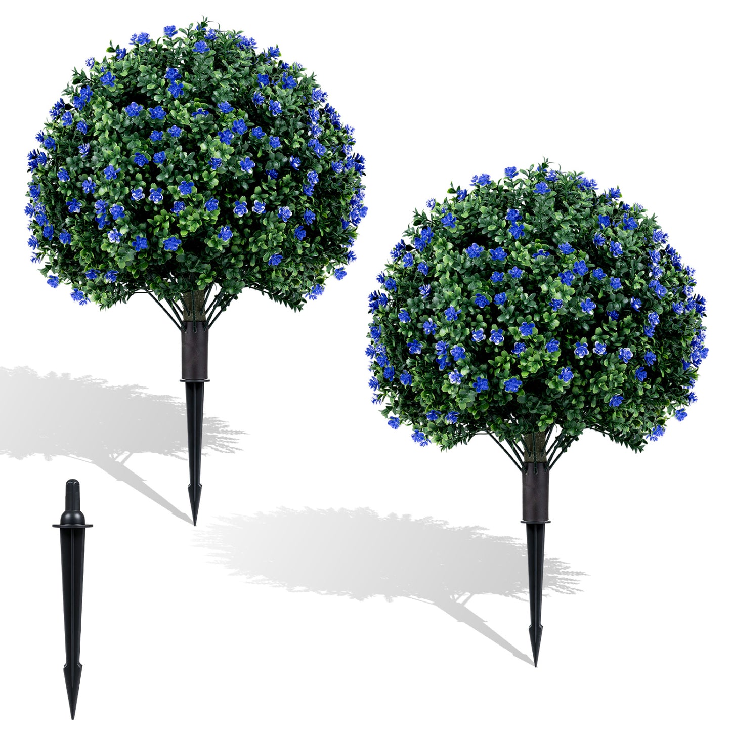 2 Pack Artificial Camellia Boxwood Topiary Ball Trees Faux Plants Green & Purple & Black at Gallery Canada