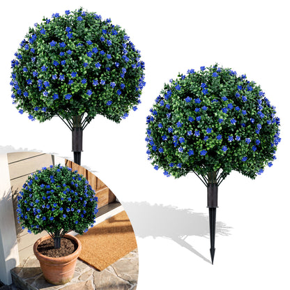 2 Pack Artificial Camellia Boxwood Topiary Ball Trees Faux Plants at Gallery Canada