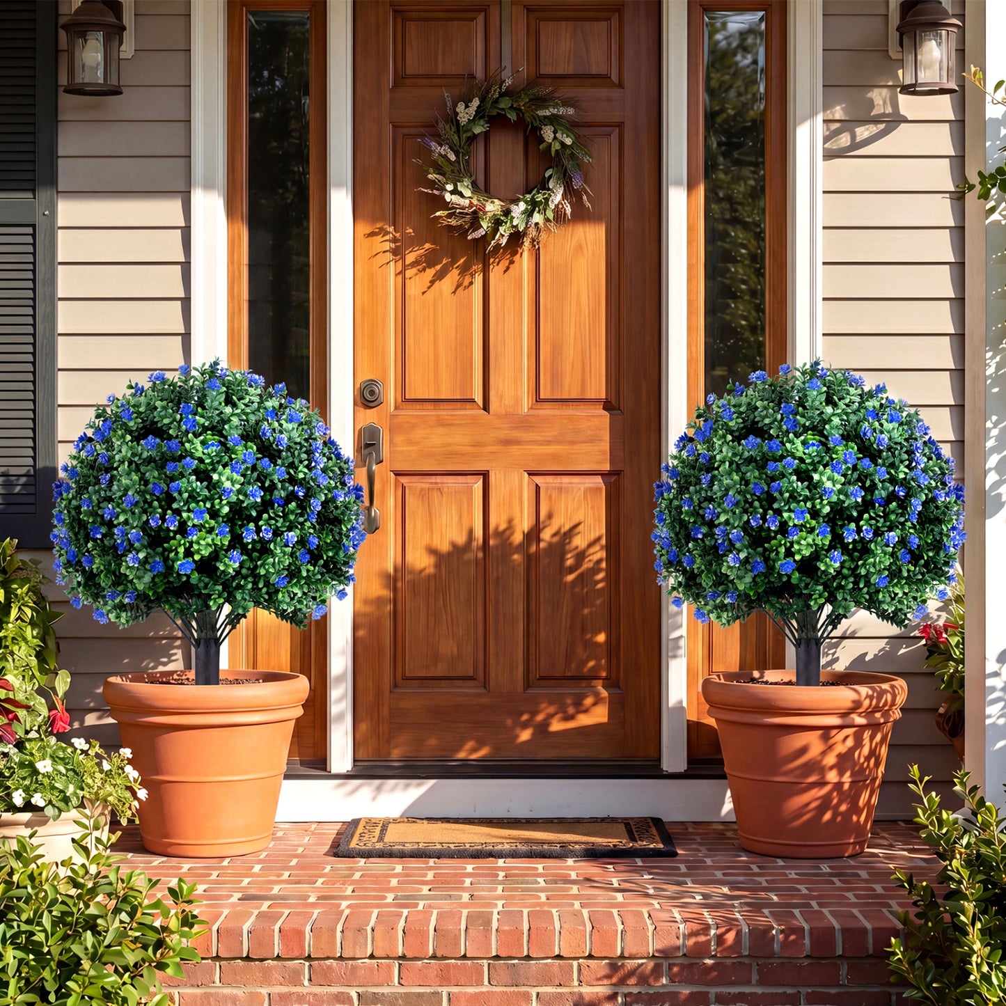 2 Pack Artificial Camellia Boxwood Topiary Ball Trees Faux Plants at Gallery Canada