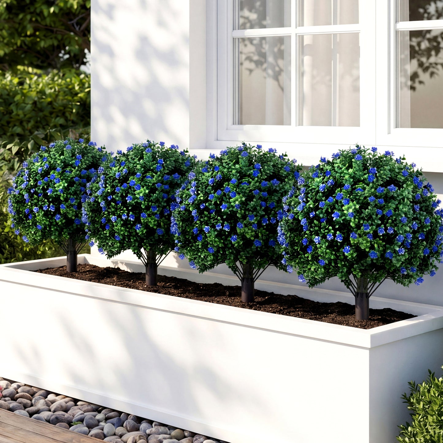 2 Pack Artificial Camellia Boxwood Topiary Ball Trees Faux Plants at Gallery Canada