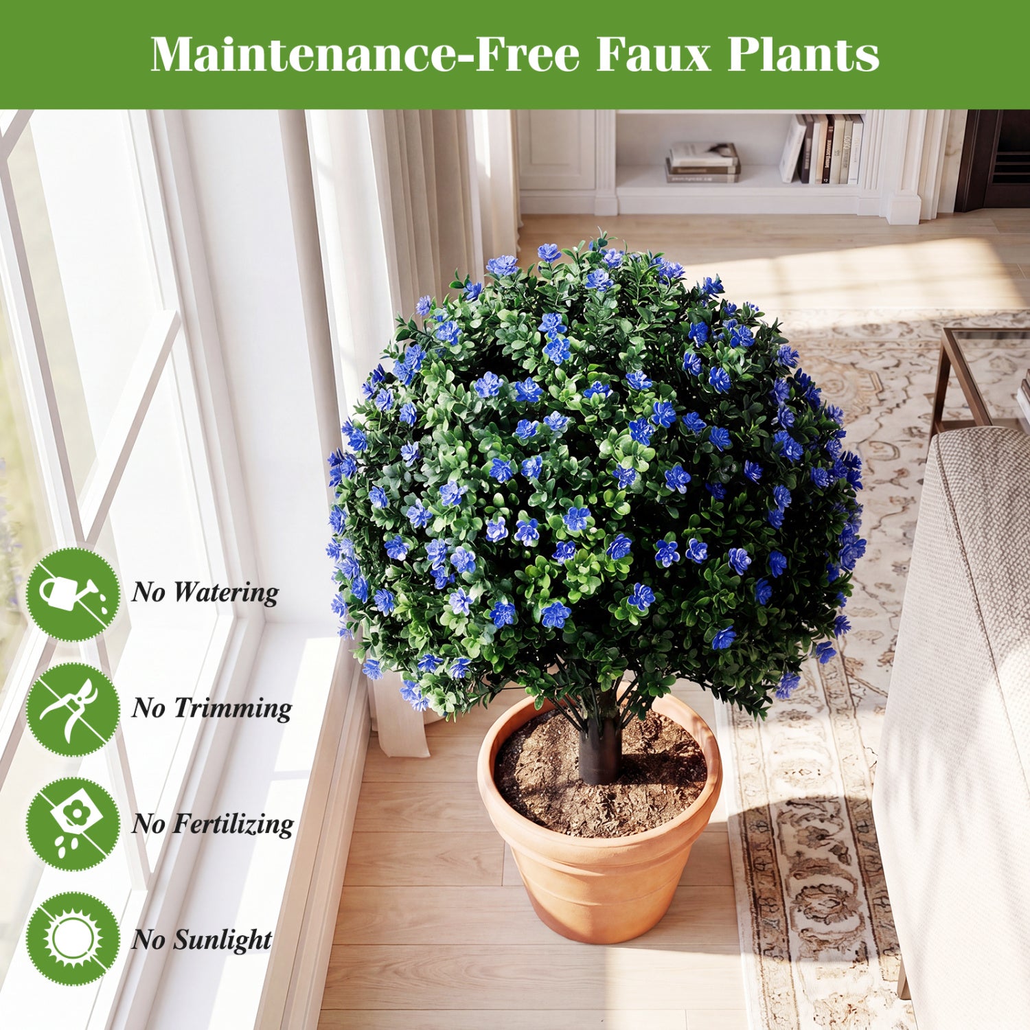 2 Pack Artificial Camellia Boxwood Topiary Ball Trees Faux Plants at Gallery Canada