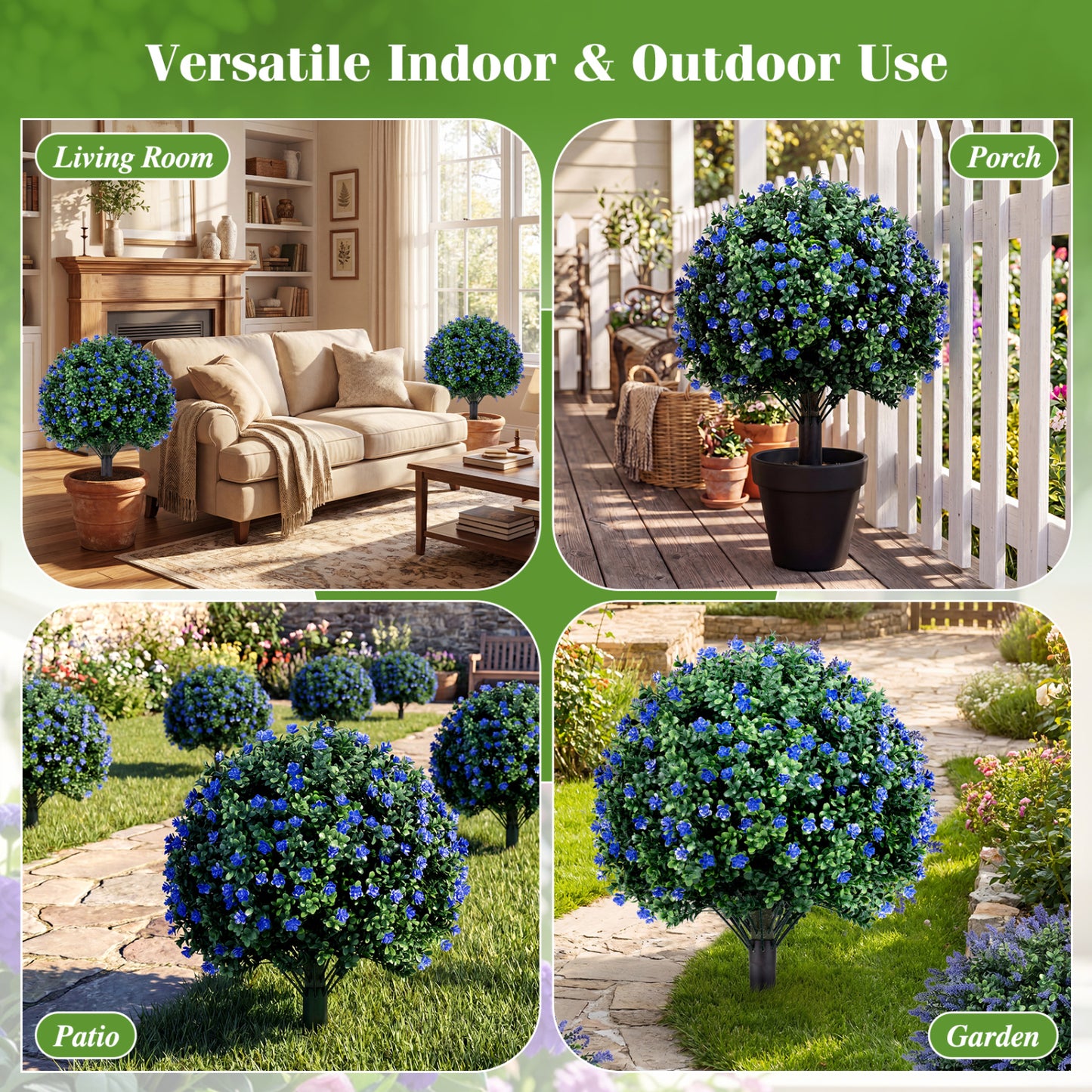 2 Pack Artificial Camellia Boxwood Topiary Ball Trees Faux Plants at Gallery Canada