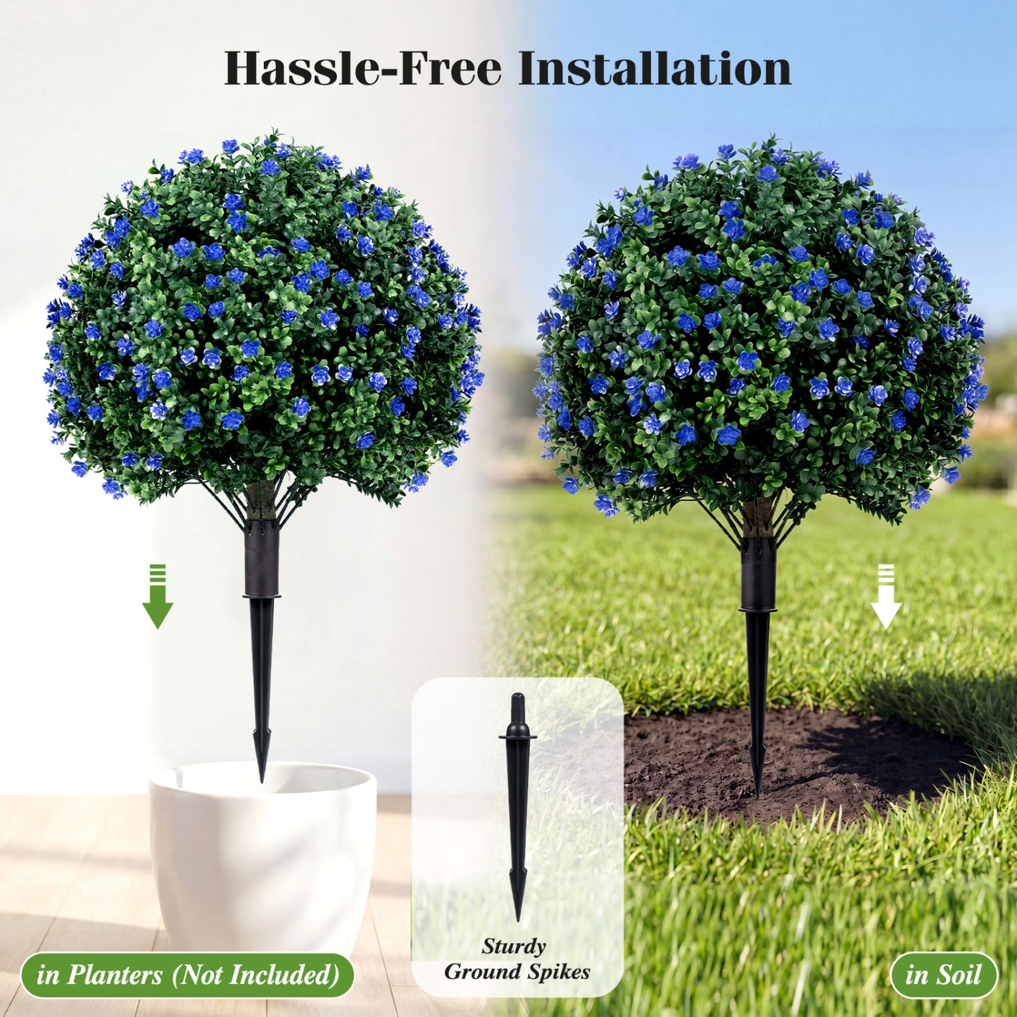 2 Pack Artificial Camellia Boxwood Topiary Ball Trees Faux Plants at Gallery Canada