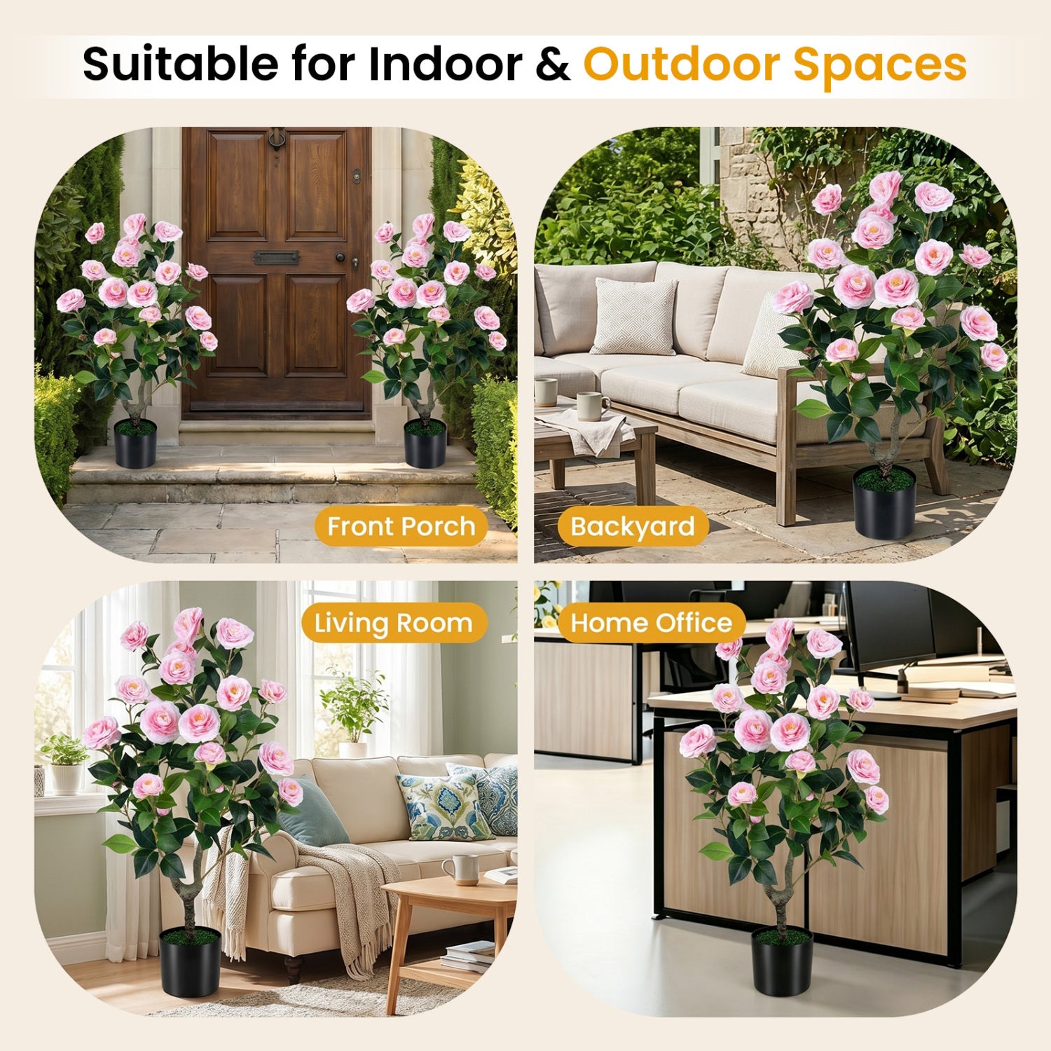 Artificial Camellia Tree, 2-Pack, Pink Faux Plants at Gallery Canada