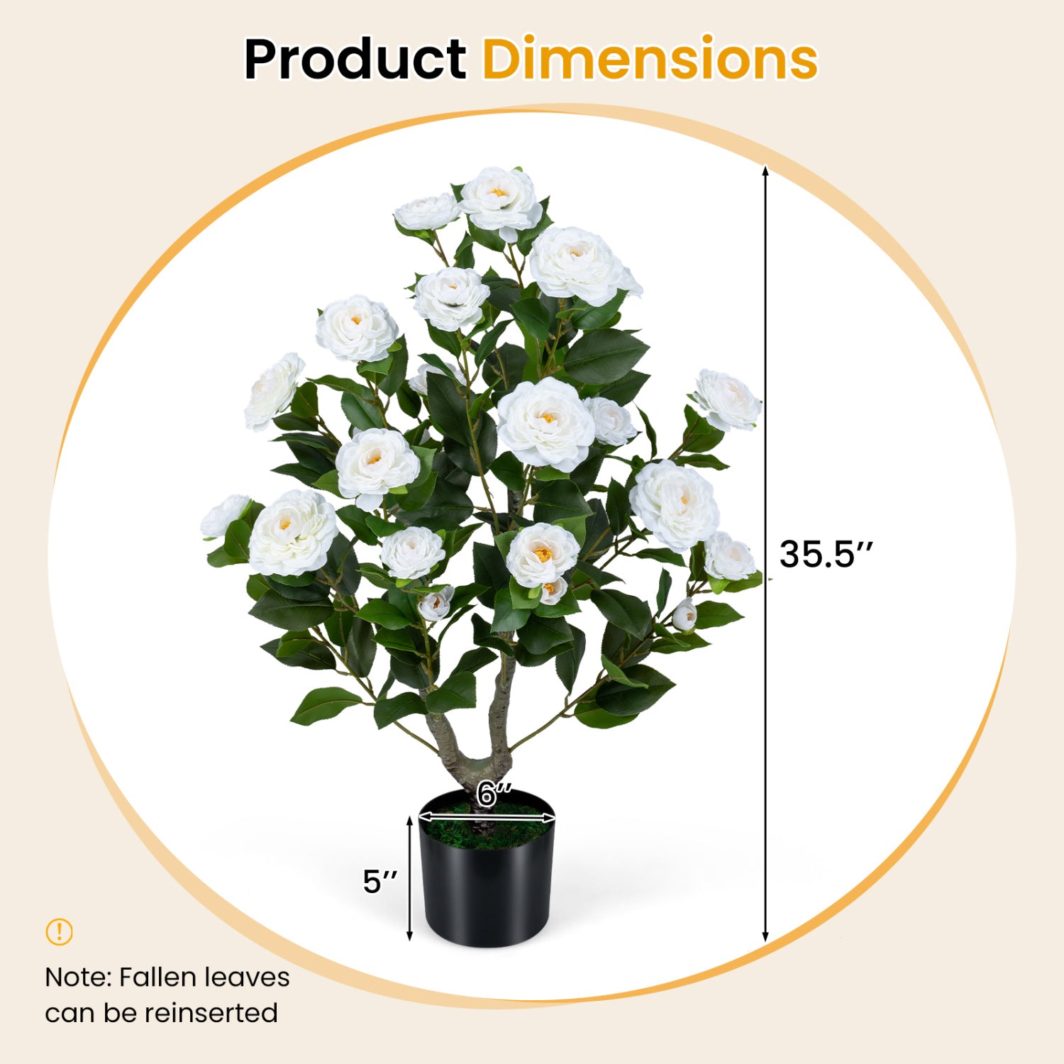 2-Pack Artificial Camellia Tree, Cement Pot, White Faux Plants at Gallery Canada