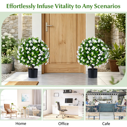 2 Pack Artificial Eucalyptus Topiary Trees with Cement Planter, White Faux Plants at Gallery Canada