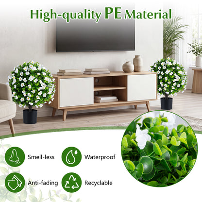 2 Pack Artificial Eucalyptus Topiary Trees with Cement Planter, White Faux Plants at Gallery Canada