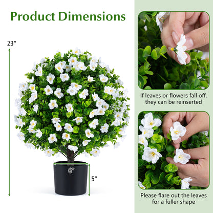 2 Pack Artificial Eucalyptus Topiary Trees with Cement Planter, White Faux Plants at Gallery Canada