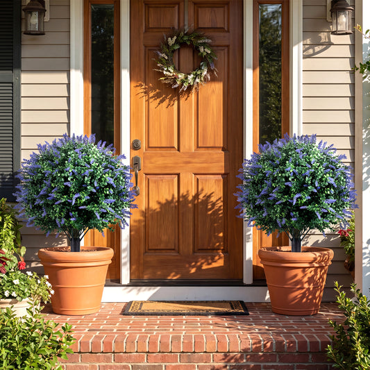 Artificial Topiary Ball Trees, 2 Pack, Lavender Faux Plants Green & Purple & Black at Gallery Canada