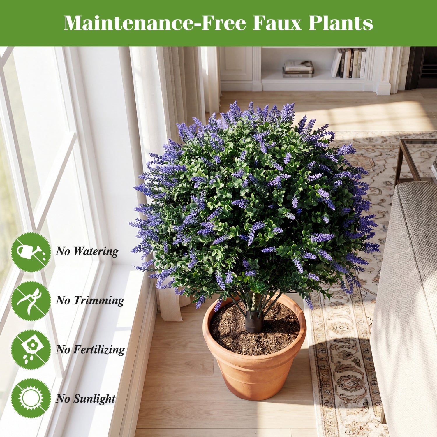 Artificial Topiary Ball Trees, 2 Pack, Lavender Faux Plants at Gallery Canada