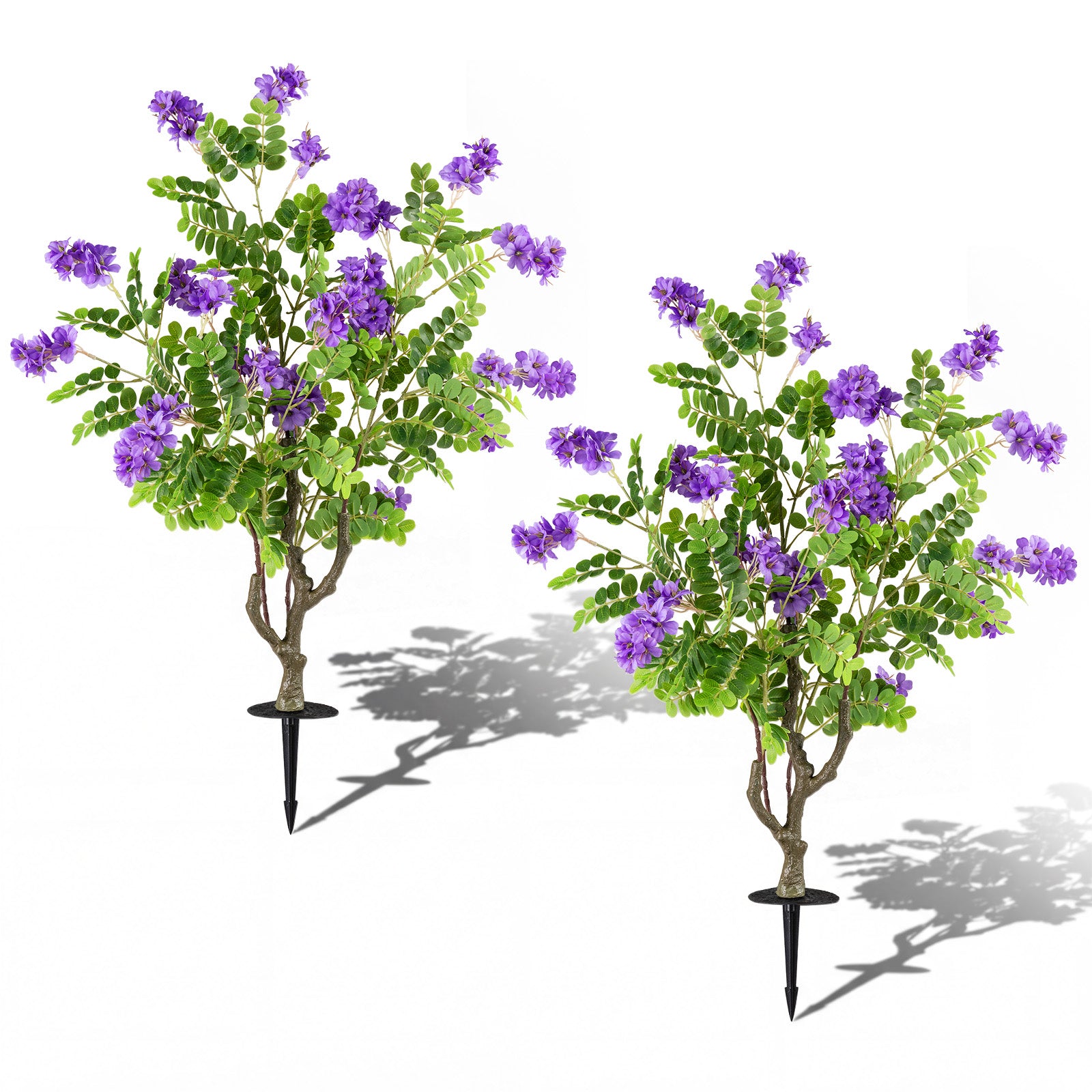 2 Pack Artificial Locust Flower Trees 39 Inch Fake Evergreen Shrubs with Ground Spikes, Purple Faux Plants Purple at Gallery Canada