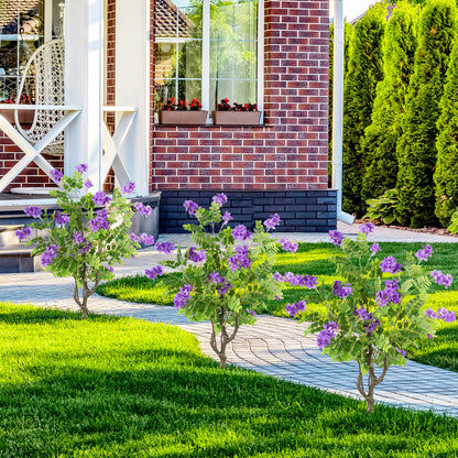 2 Pack Artificial Locust Flower Trees 39 Inch Fake Evergreen Shrubs with Ground Spikes, Purple Faux Plants at Gallery Canada