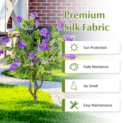 2 Pack Artificial Locust Flower Trees 39 Inch Fake Evergreen Shrubs with Ground Spikes, Purple Faux Plants at Gallery Canada