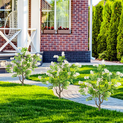 2 Pack Artificial Locust Flower Trees 39 Inch Fake Evergreen Shrubs with Ground Spikes, White Faux Plants at Gallery Canada