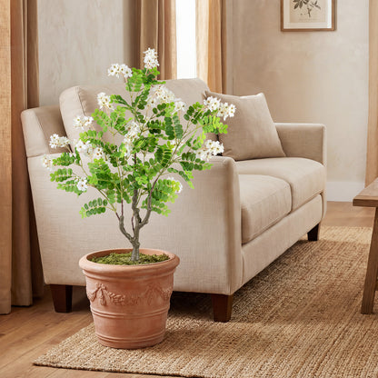 2 Pack Artificial Locust Flower Trees 39 Inch Fake Evergreen Shrubs with Ground Spikes, White Faux Plants at Gallery Canada