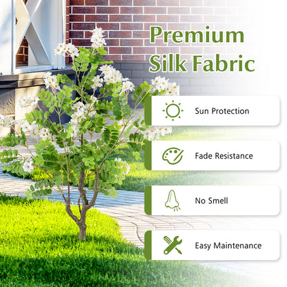 2 Pack Artificial Locust Flower Trees 39 Inch Fake Evergreen Shrubs with Ground Spikes, White Faux Plants at Gallery Canada