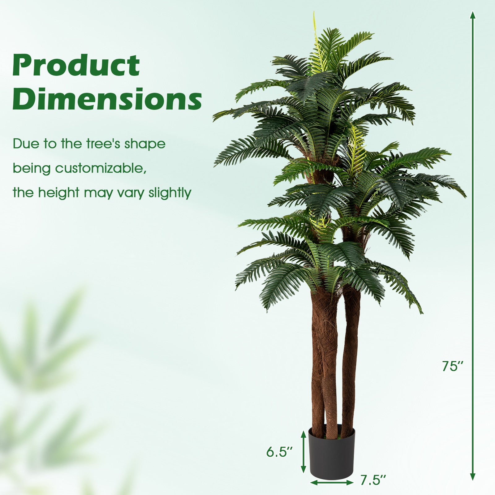 2 Pack Artificial Palm Tree 6.3 ft Tall with Adjustable Leaves Faux Plants at Gallery Canada