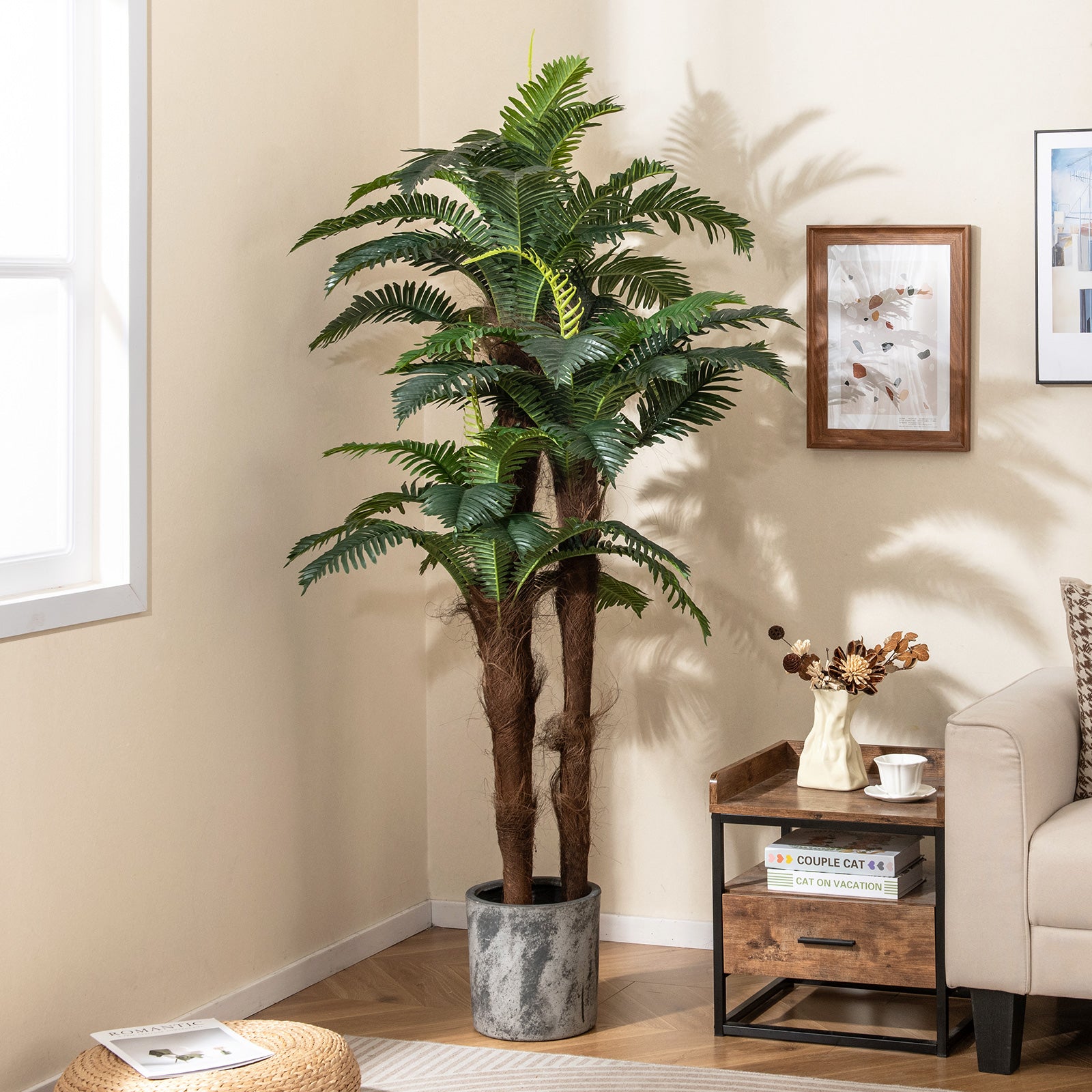 2 Pack Artificial Palm Tree 6.3 ft Tall with Adjustable Leaves Faux Plants at Gallery Canada