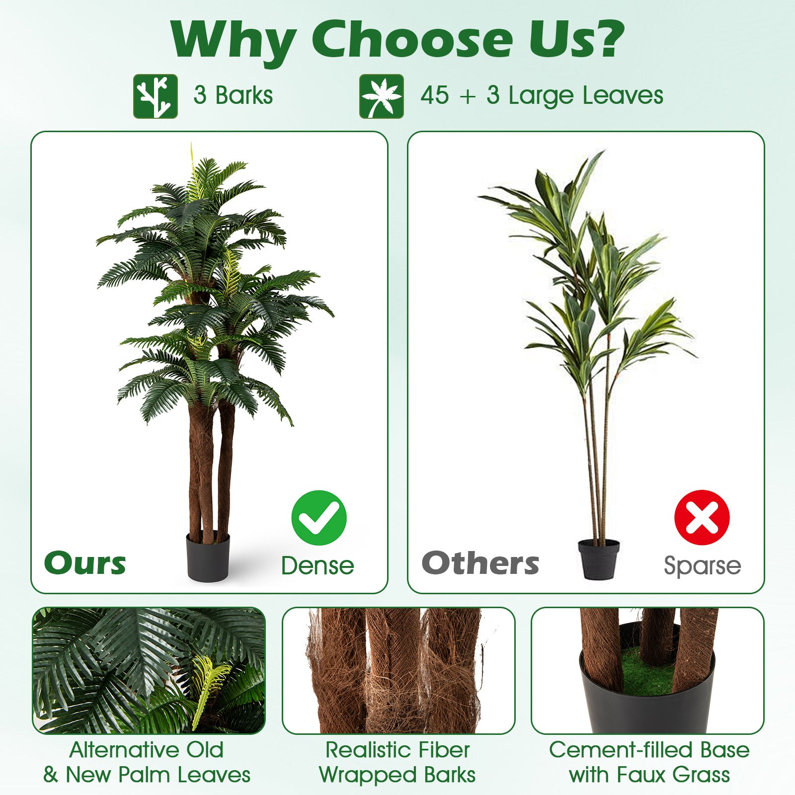 2 Pack Artificial Palm Tree 6.3 ft Tall with Adjustable Leaves Faux Plants at Gallery Canada