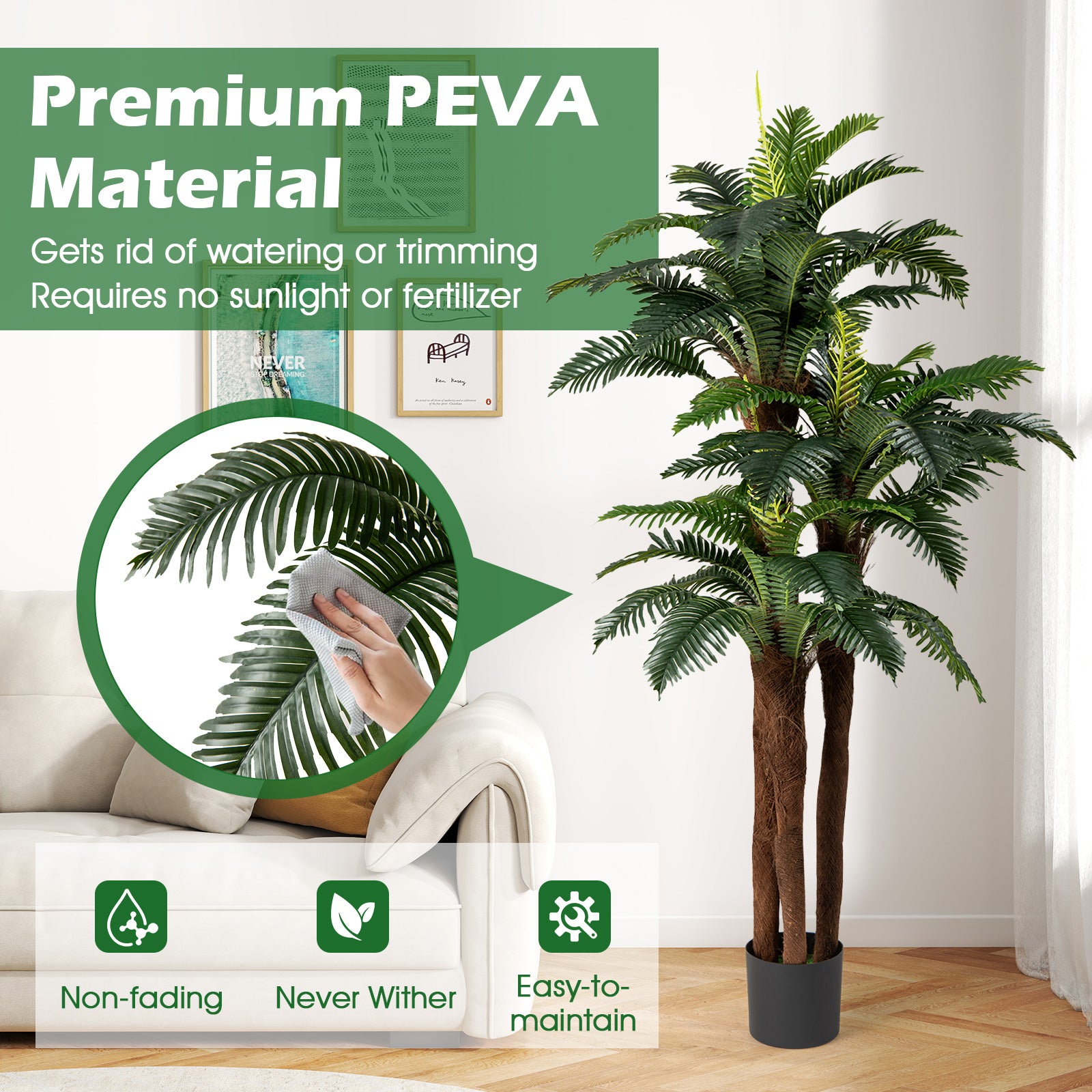 2 Pack Artificial Palm Tree 6.3 ft Tall with Adjustable Leaves Faux Plants at Gallery Canada