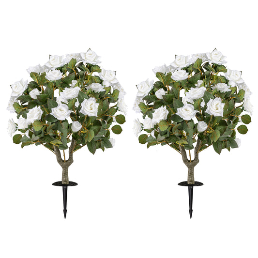 2 Pack Artificial Rose Flower Trees with Spikes and 18 White Flowers, White Faux Plants White at Gallery Canada