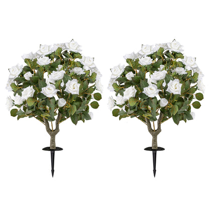 2 Pack Artificial Rose Flower Trees with Spikes and 18 White Flowers, White Faux Plants White at Gallery Canada