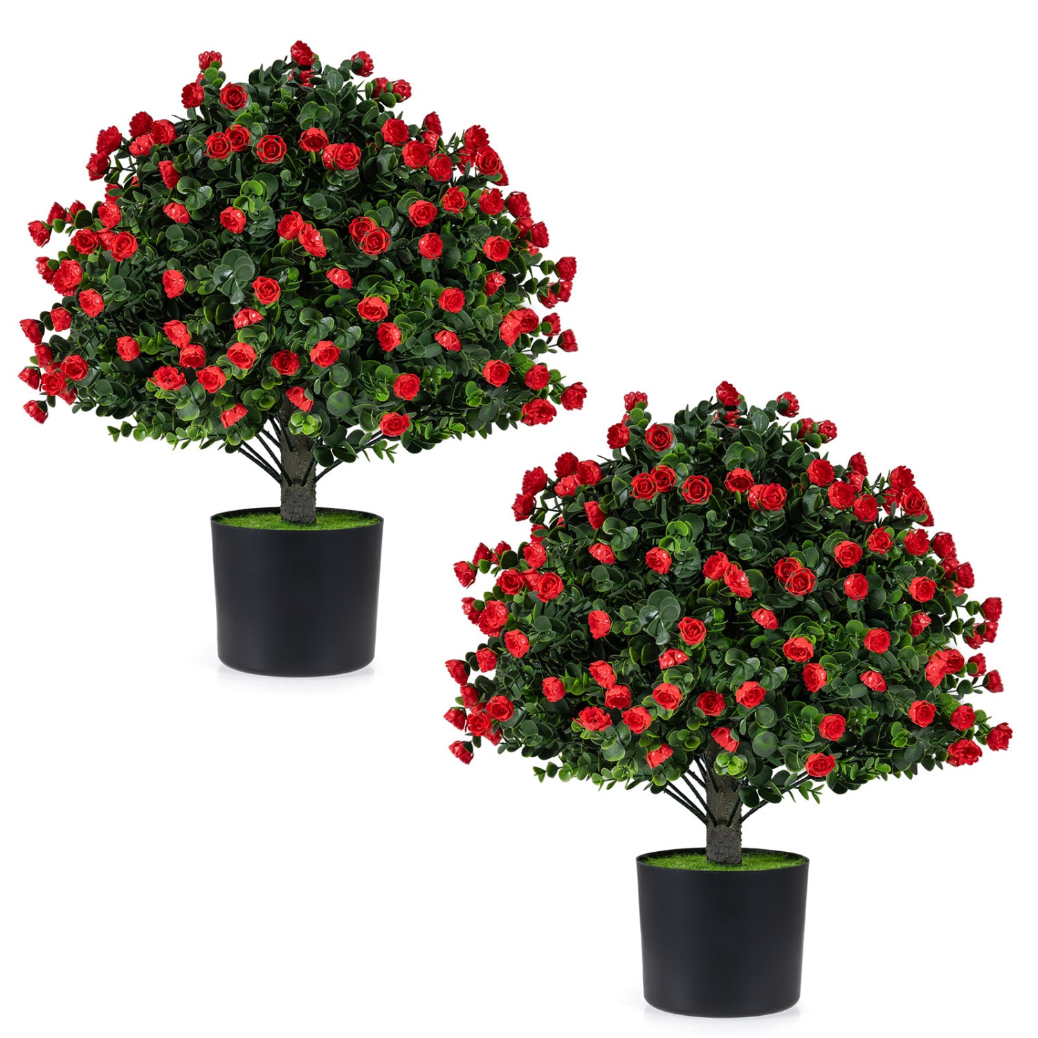 2 Pack Artificial Rose Topiary Ball Trees, PP Cement-Filled Flowerpot, Multicolor Faux Plants Multicolor at Gallery Canada