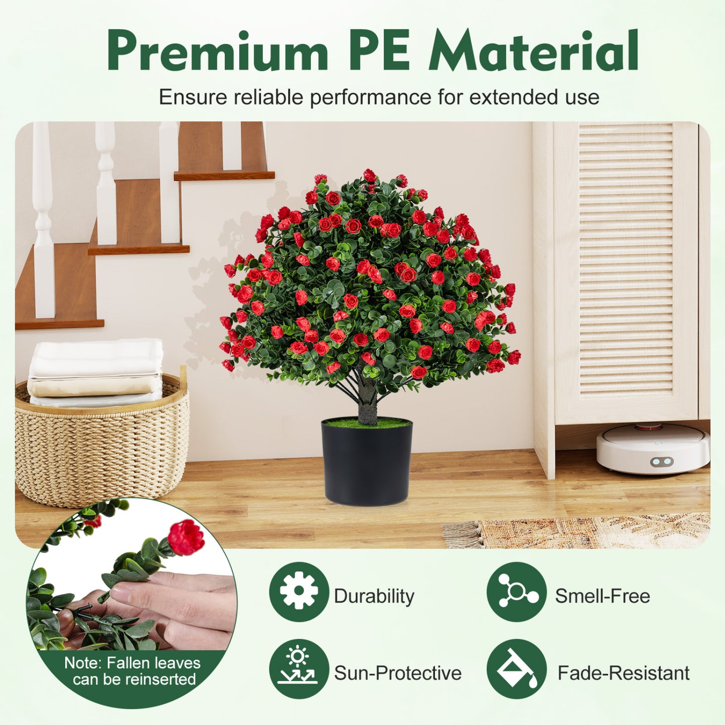 2 Pack Artificial Rose Topiary Ball Trees, PP Cement-Filled Flowerpot, Multicolor Faux Plants at Gallery Canada