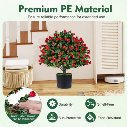 2 Pack Artificial Rose Topiary Ball Trees, PP Cement-Filled Flowerpot, Multicolor Faux Plants at Gallery Canada