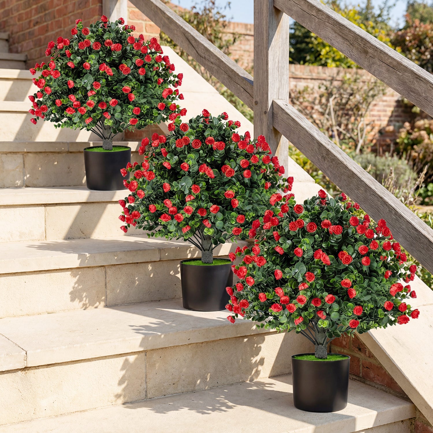 2 Pack Artificial Rose Topiary Ball Trees, PP Cement-Filled Flowerpot, Multicolor Faux Plants at Gallery Canada