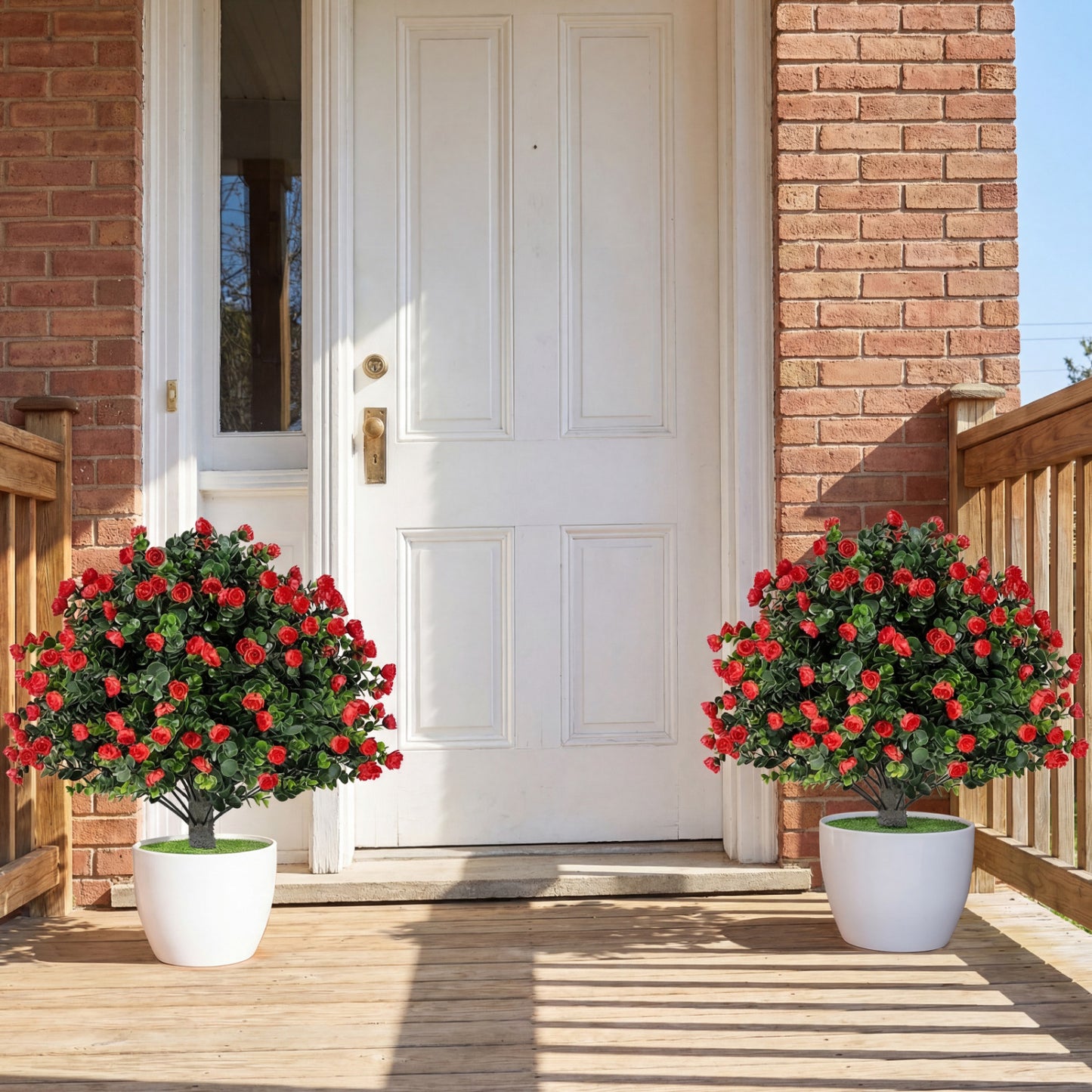 2 Pack Artificial Rose Topiary Ball Trees, PP Cement-Filled Flowerpot, Multicolor Faux Plants at Gallery Canada
