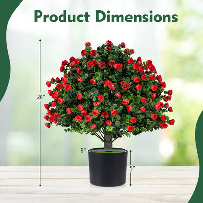 2 Pack Artificial Rose Topiary Ball Trees, PP Cement-Filled Flowerpot, Multicolor Faux Plants at Gallery Canada