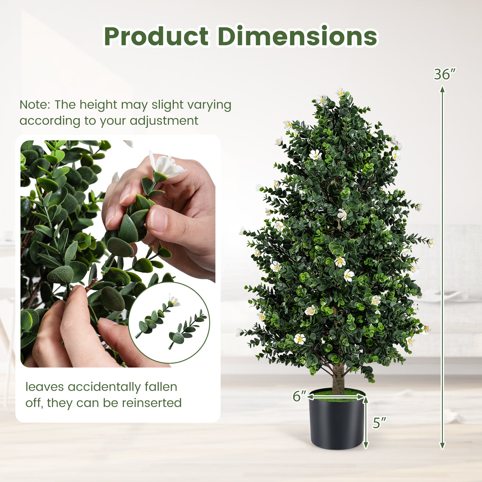Artificial Topiary Cone Tree, 2 Pack, 49 Flowers, White Faux Plants at Gallery Canada