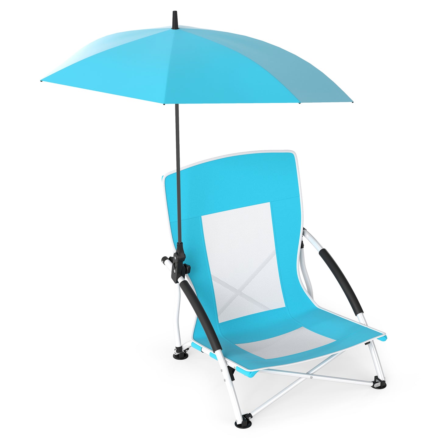 2 Pack Beach Umbrella Chair for Adults with Adjustable Parasol, Blue Beach & Lawn Chairs at Gallery Canada