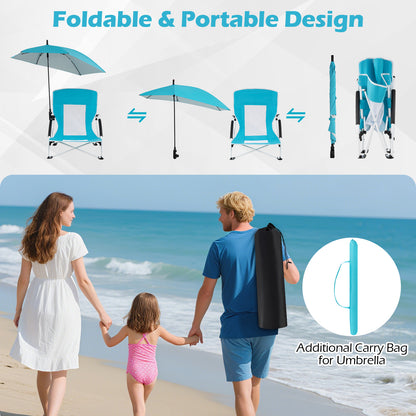2 Pack Beach Umbrella Chair for Adults with Adjustable Parasol, Blue Beach & Lawn Chairs at Gallery Canada