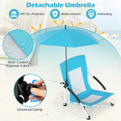 2 Pack Beach Umbrella Chair for Adults with Adjustable Parasol, Blue Beach & Lawn Chairs at Gallery Canada