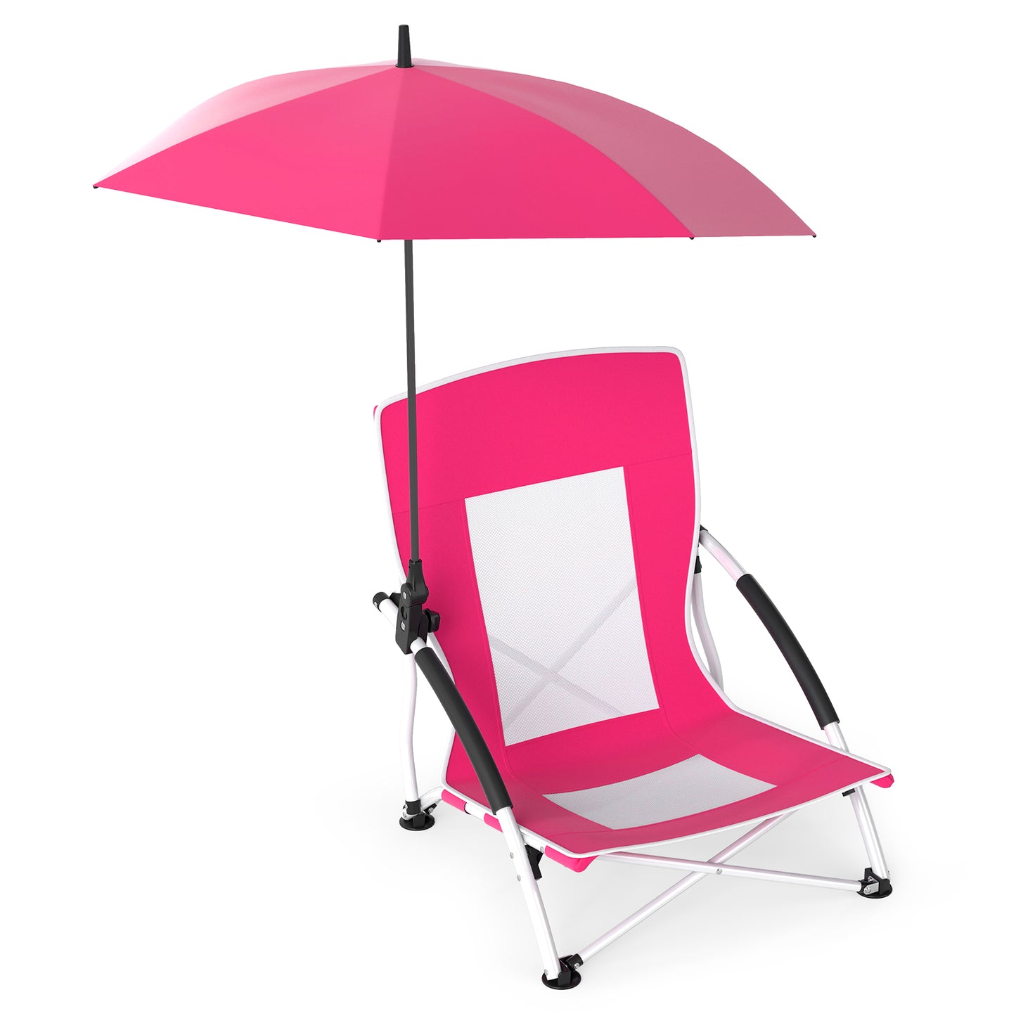 2 Pack Beach Umbrella Chair for Adults with Adjustable Parasol, Pink Beach & Lawn Chairs at Gallery Canada