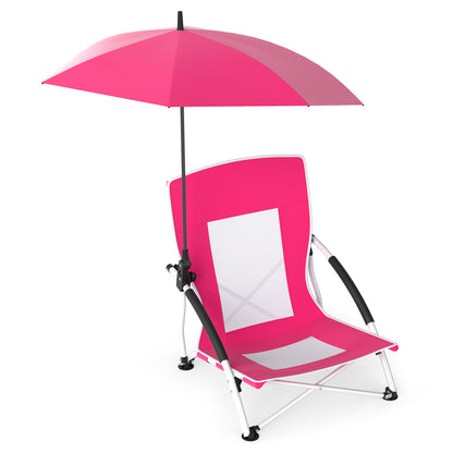 2 Pack Beach Umbrella Chair for Adults with Adjustable Parasol, Pink Beach & Lawn Chairs at Gallery Canada