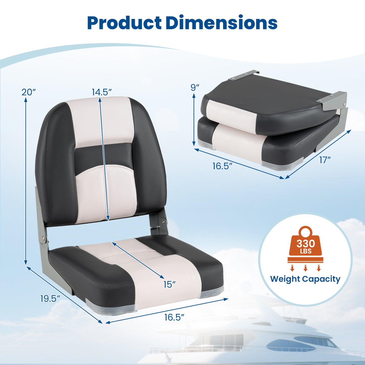 2-Pack Boat Seats with Thick Sponge Padding and Fixing Bolts, Gray Surfing at Gallery Canada