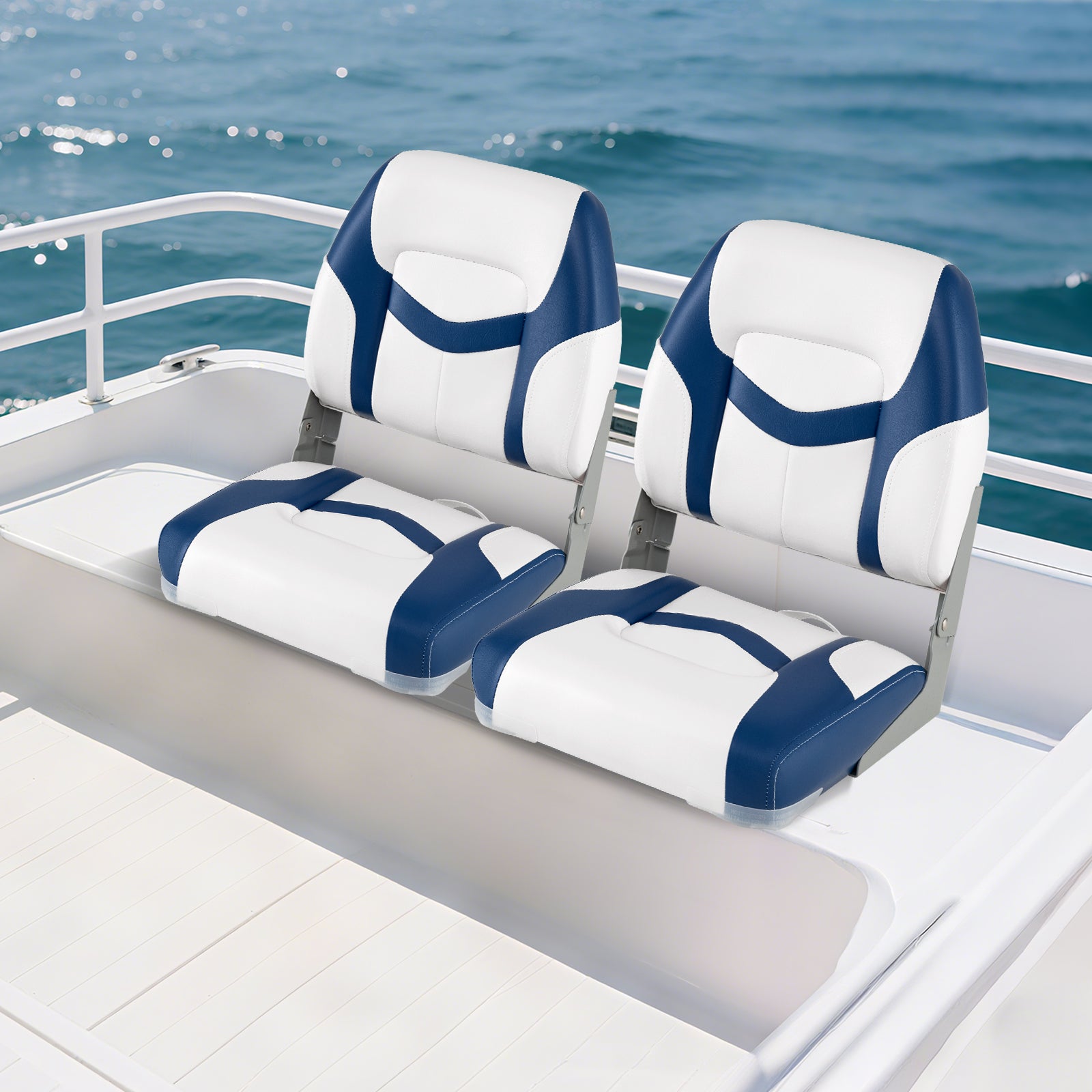 2-Pack Boat Seats with Fixing Bolts and Hinges, Blue Surfing at Gallery Canada