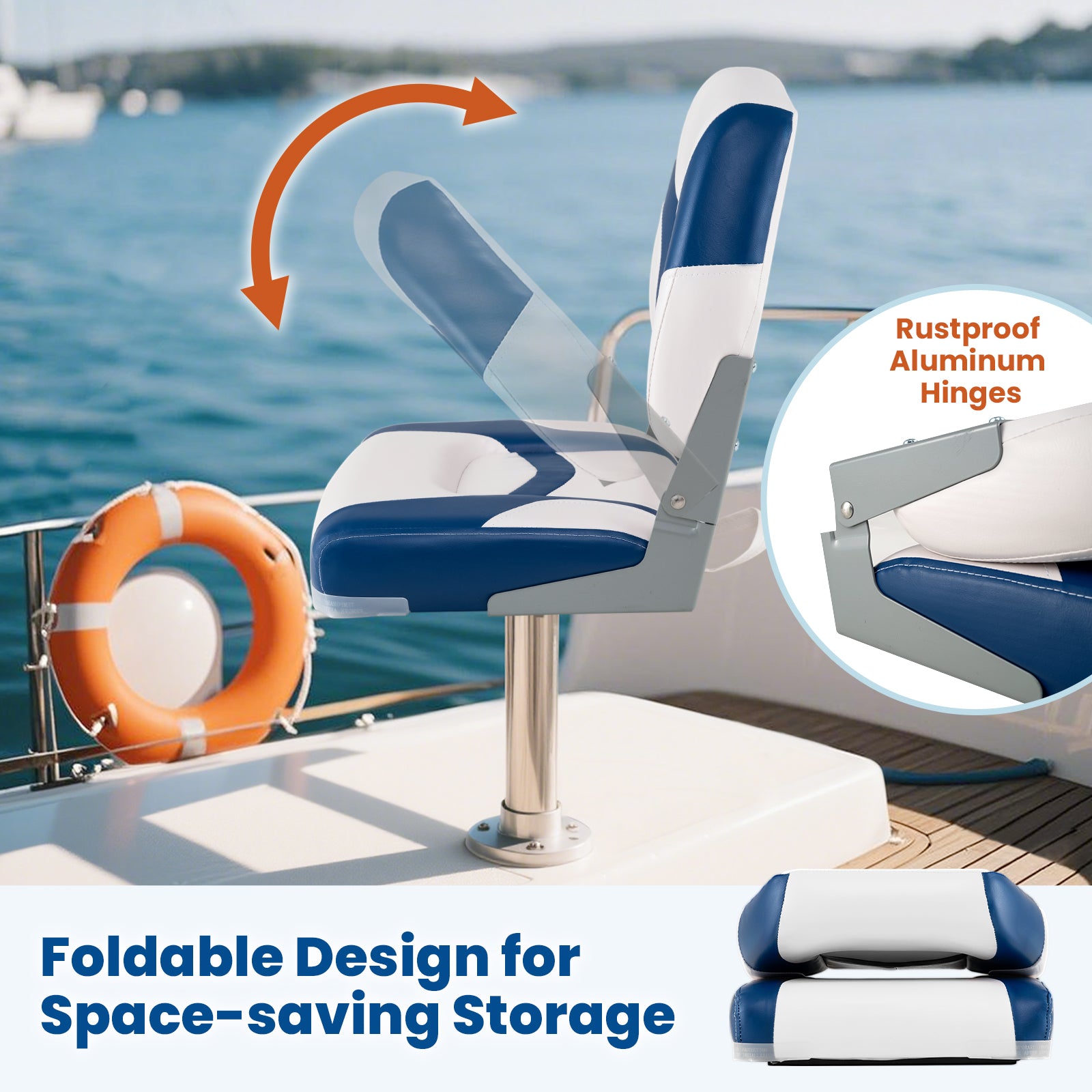 2-Pack Boat Seats with Fixing Bolts and Hinges, Blue Surfing at Gallery Canada