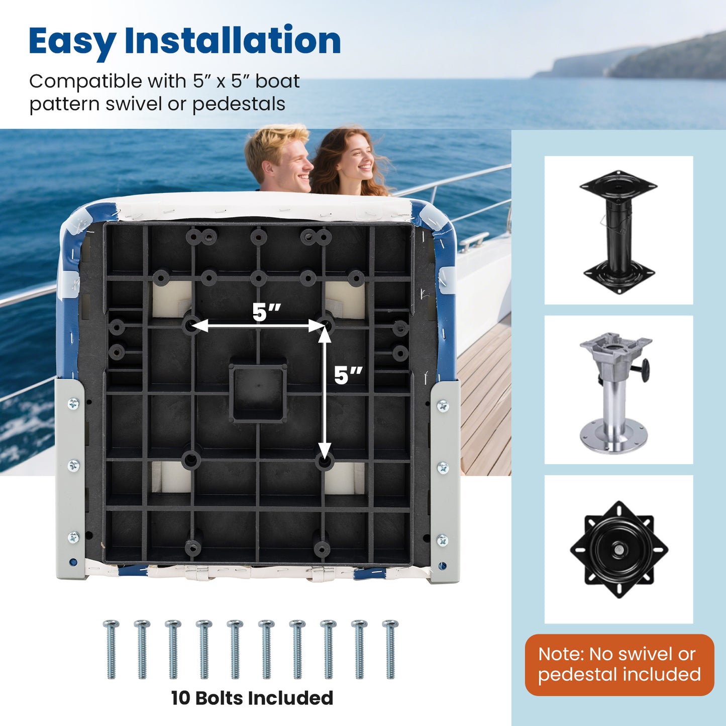 2-Pack Boat Seats with Fixing Bolts and Hinges, Blue Surfing at Gallery Canada