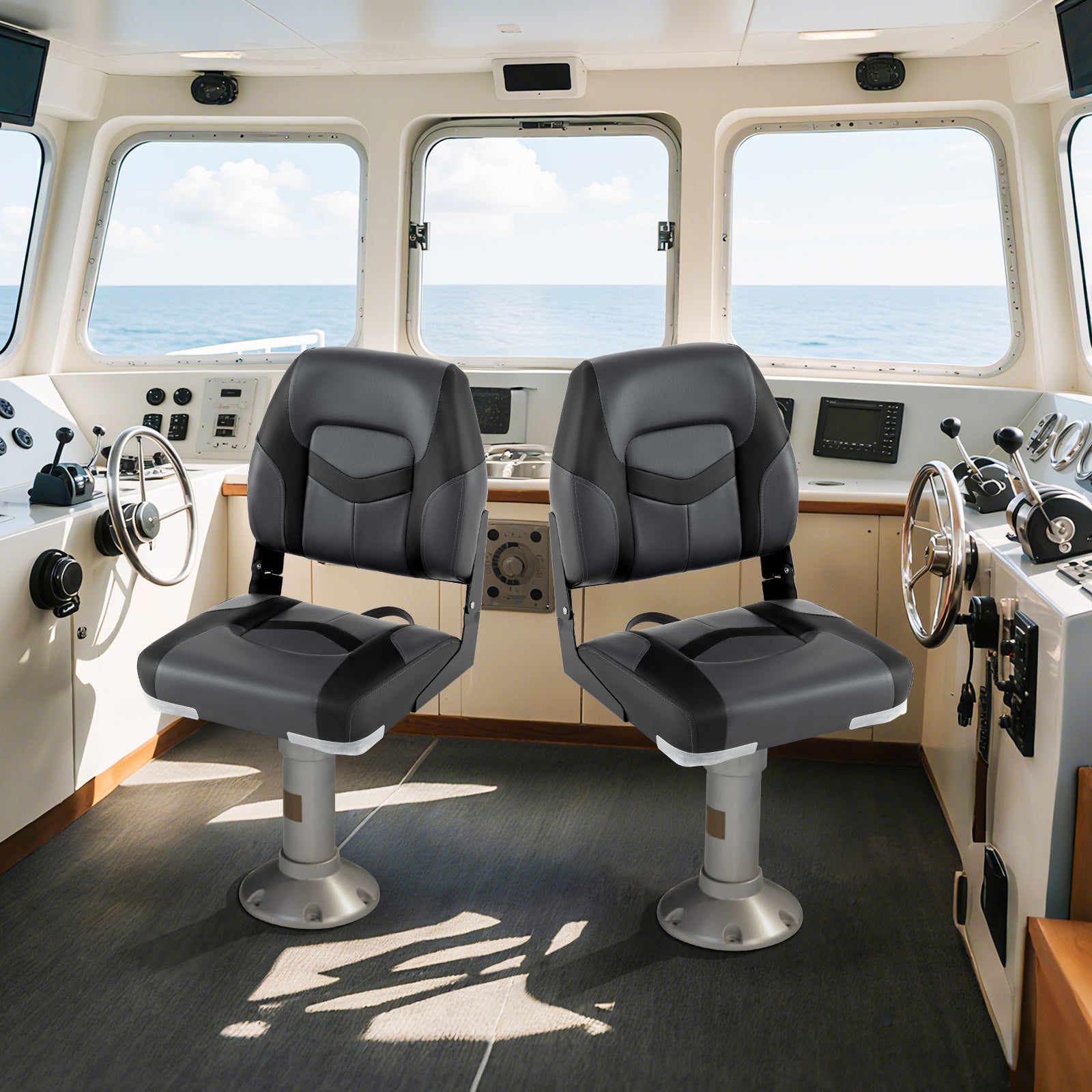2-Pack Boat Seats with Fixing Bolts and Hinges, Black Surfing at Gallery Canada