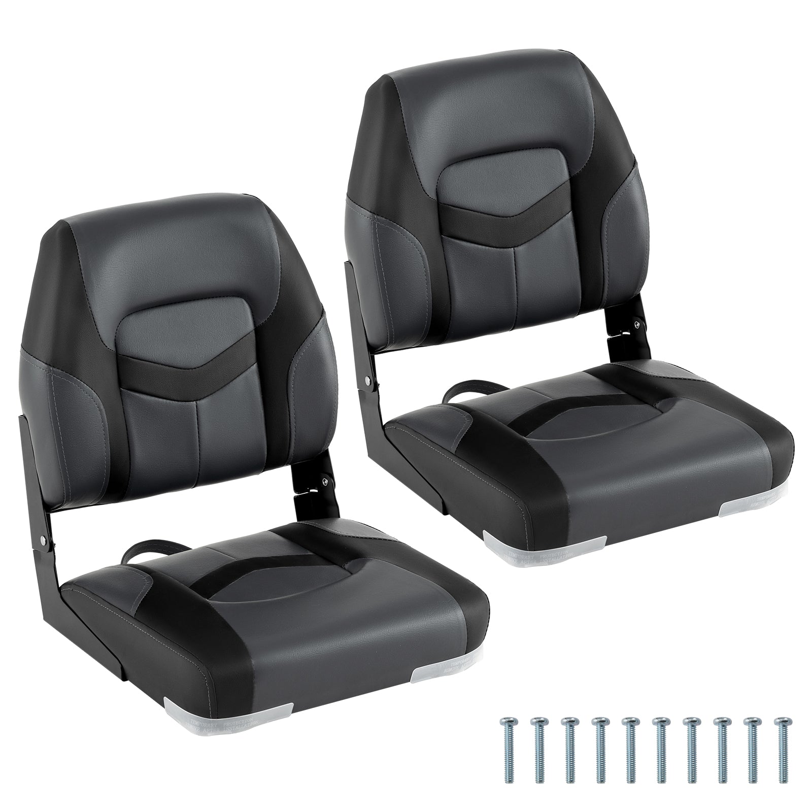 2-Pack Boat Seats with Fixing Bolts and Hinges, Black Surfing Black at Gallery Canada