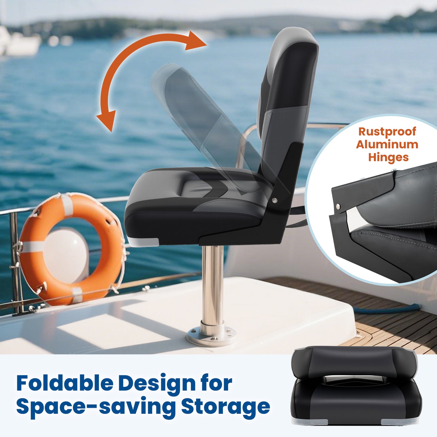 2-Pack Boat Seats with Fixing Bolts and Hinges, Black Surfing at Gallery Canada