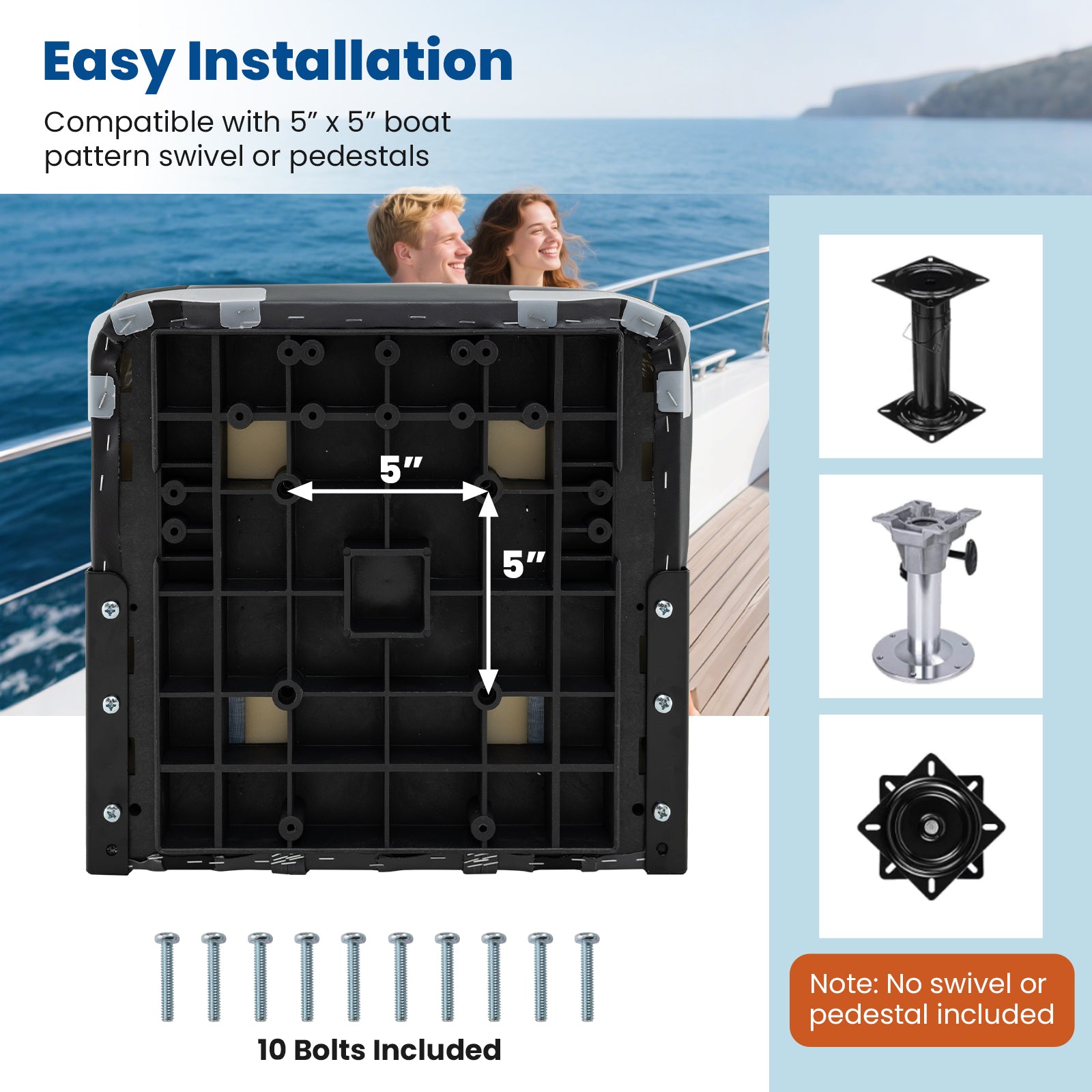 2-Pack Boat Seats with Fixing Bolts and Hinges, Black Surfing at Gallery Canada