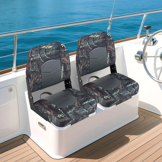 2-Pack Boat Seats with Thick Sponge Padding, Camouflage